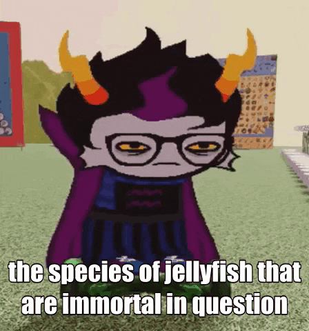 the species of jellyfish that are immortal in question is a cartoon character