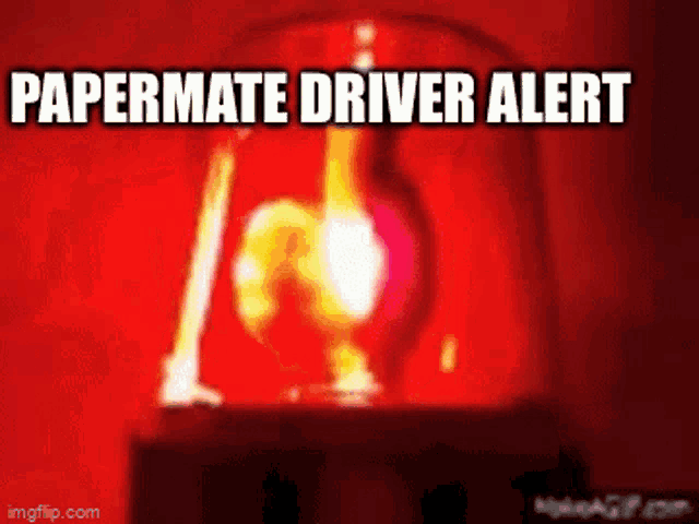 a red siren with the words papermate driver alert written on it
