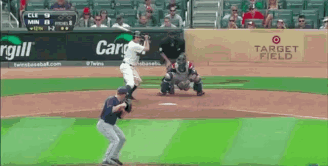 a baseball game is being played in a target field
