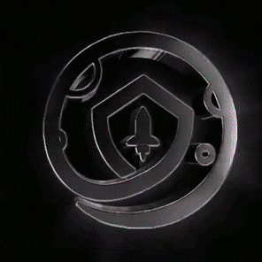a silver circle with a shield in the middle