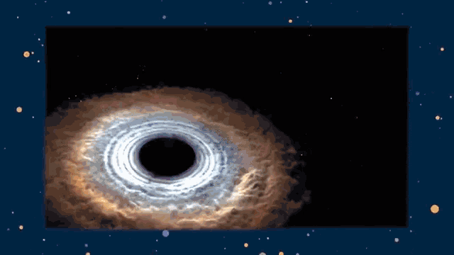 a picture of a black hole in space with a blue background