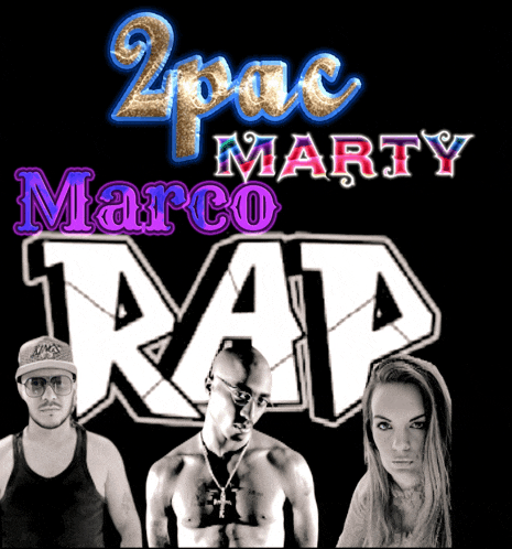 a poster for 2pac marco marty rap features a man and a woman
