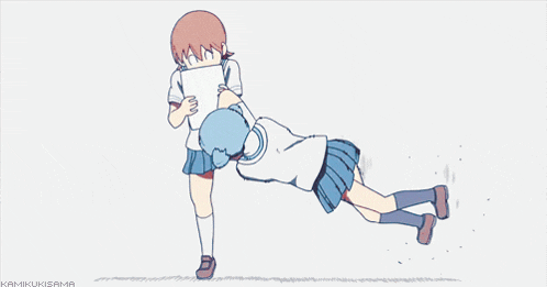 a cartoon drawing of a girl kicking another girl with the letters kamikukisama on the bottom