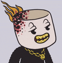 a cartoon drawing of a marshmallow with a crown on it 's head