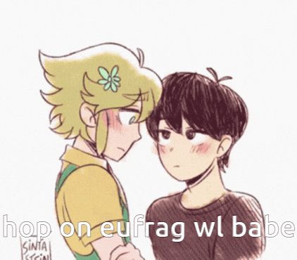 a drawing of a boy and a girl with the words hop on eufrag wl babe