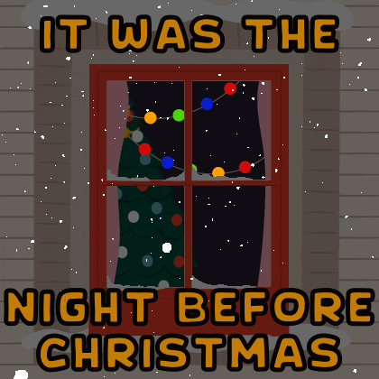 a poster with a christmas tree in the window and the words it was the night before christmas