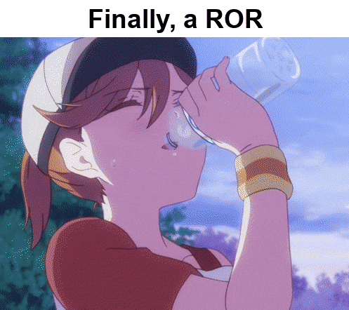 a girl drinking from a glass with the words finally a ror written above her