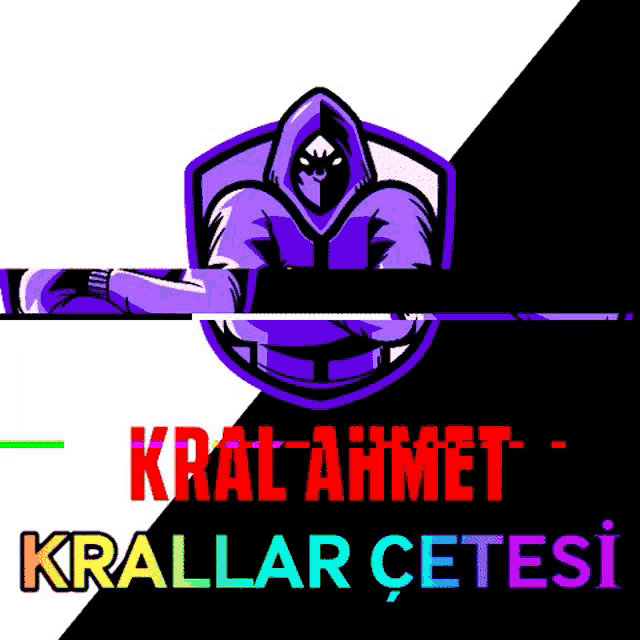 a logo for kral ahmet krallar cetesi with a man in a hood