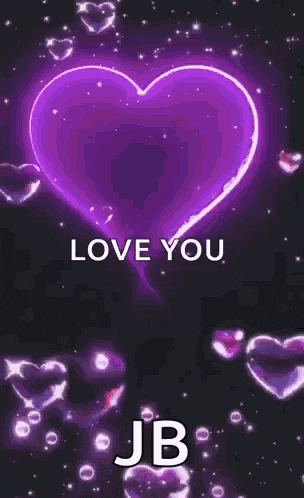a pink heart with the words `` love you jb '' written on it