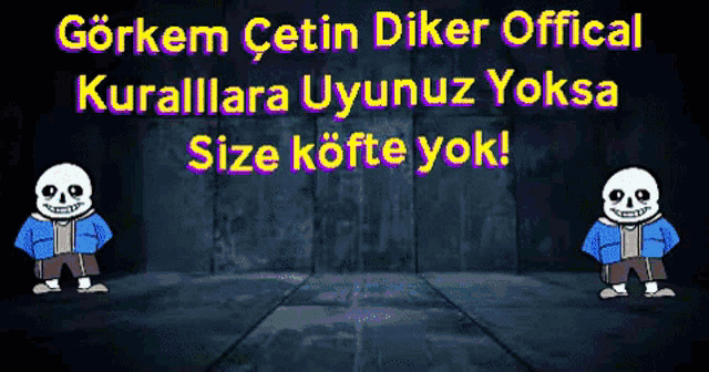 a cartoon of two skeletons with the words gorkem cetin diker offical written above them