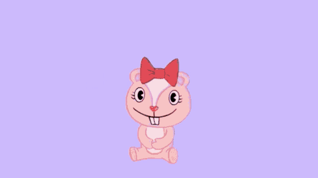 a pink cartoon character with a bow on her head and a heart above her