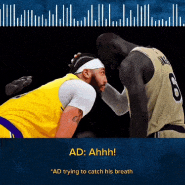 a basketball player with the number 6 on his jersey kisses another player 's nose