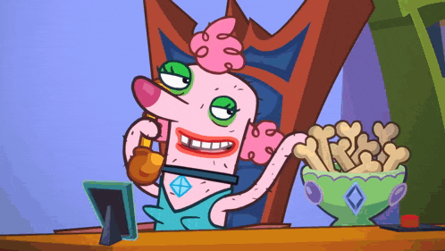 a cartoon of a clown looking at herself in a mirror