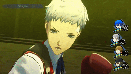 a screenshot of a video game with shinjiro at the top of the screen