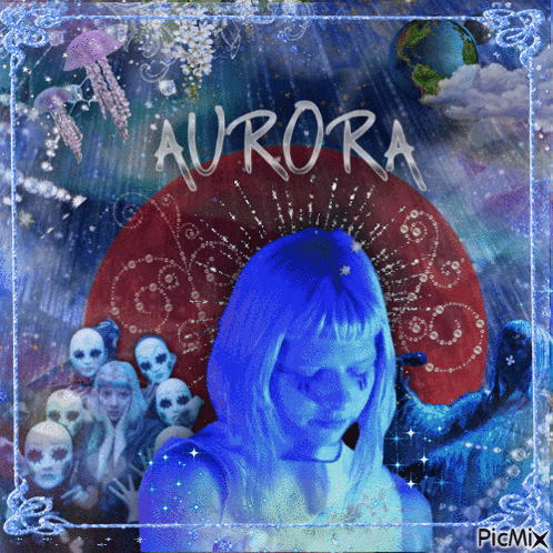 a picture of a woman with the word aurora on the bottom