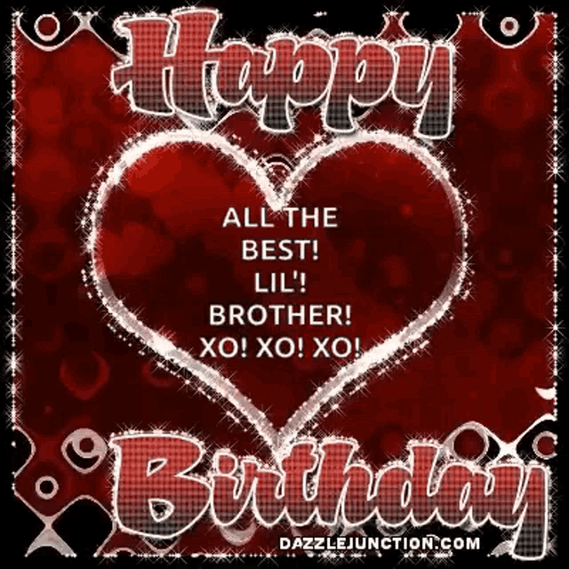 a happy birthday card for a brother with a red heart
