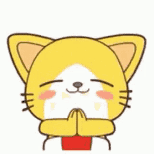 a cartoon cat is crying with its hands on its face and covering its eyes .