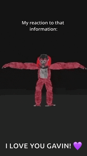 a drawing of a monkey with the words i love you gavin on the bottom .