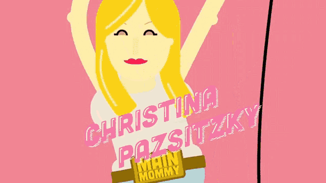 a cartoon drawing of a woman with the name christina pazsitzky