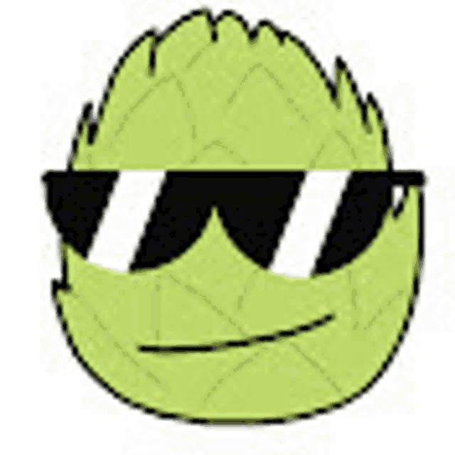 a cartoon artichoke wearing sunglasses with a sad face .