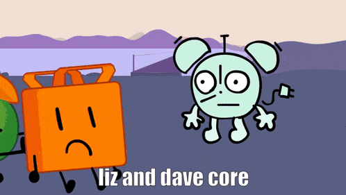 a cartoon with a sad face and the words liz and dave core at the bottom