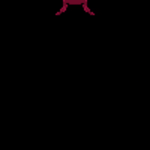 a pixel art of a red bug with a black background