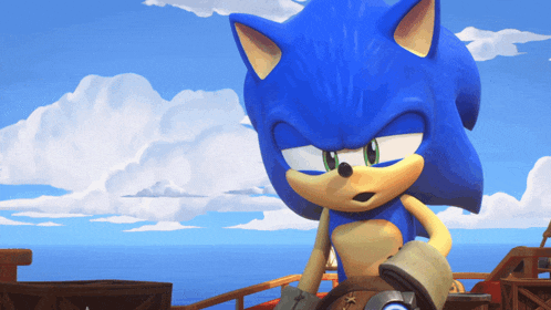 a cartoon character named sonic the hedgehog is looking at something