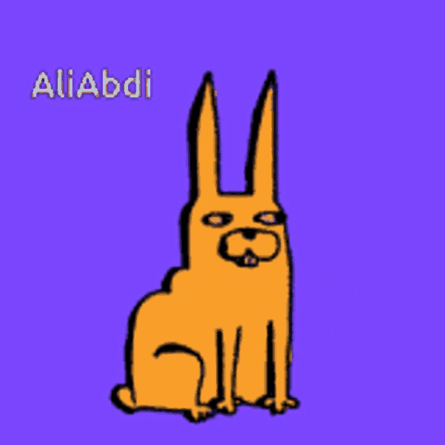 a drawing of a dog with the name aliabdi written on the bottom