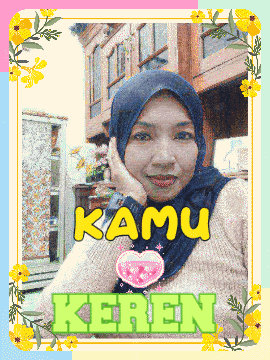a picture of a woman with the words kamu keren written on it