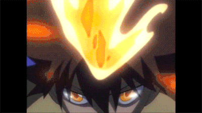 a close up of a person 's face with a fire coming out of it