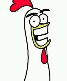 a cartoon chicken with a big mouth and a red crest on its head is giving a thumbs up .