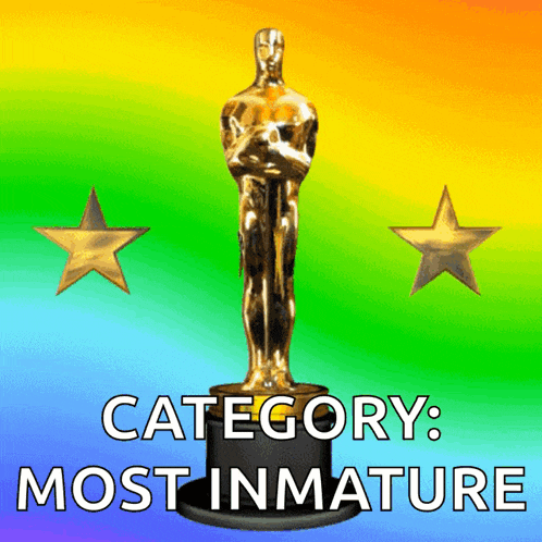 a picture of an oscar statue with the words category most inmature below it