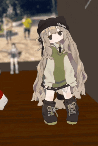 a girl with long hair wearing a hat that says g4th