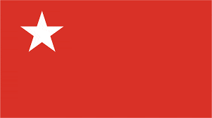 a red background with a white star in the center