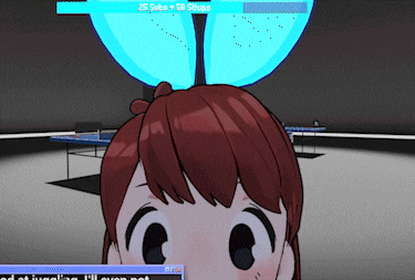 a cartoon girl with a blue object on her head and a sign that says 25 subs = 58 steps