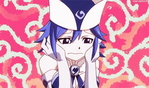 a girl with blue hair wearing a white hat with a g on it