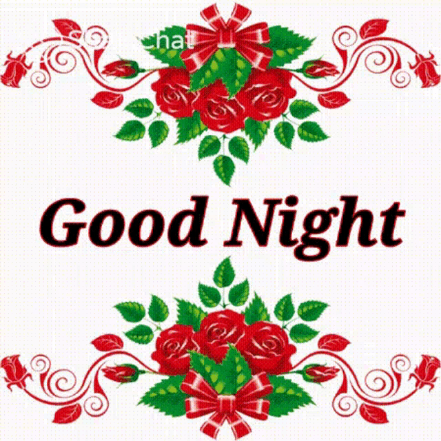 a picture of red roses with the words good night on it
