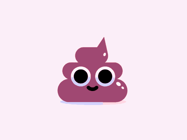 a cartoon illustration of a red poop with big eyes and a smile