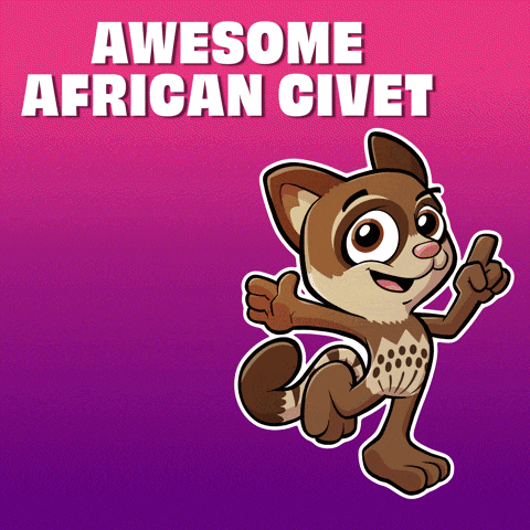 a cartoon of an african civet with the words awesome african civet behind it