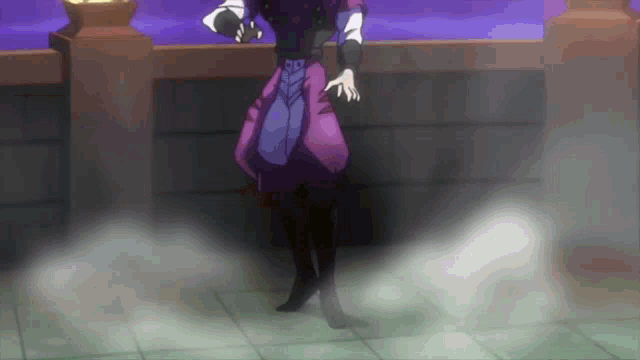 a cartoon character is standing in a dark room