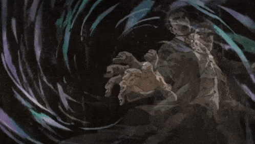 a drawing of a person surrounded by fire