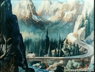 a painting of a car driving down a road with the words freegifmaker.me below it
