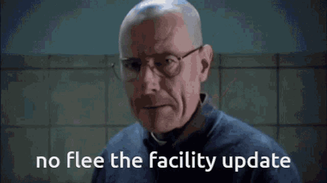 a man is cleaning a toilet with the words no flee the facility update