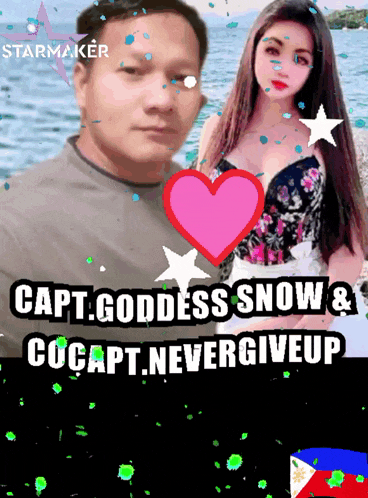 a picture of a man and a woman with the caption capt.goddess snow & cocapt.nevergiveup