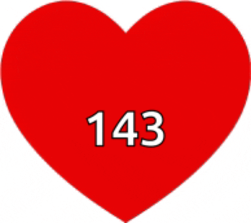 a red heart has the number 143 on it