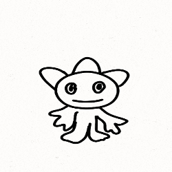 a black and white drawing of a cartoon octopus with wings and a face .