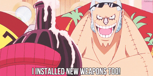 a cartoon character with the words " i installed new weapons too "