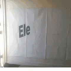 a white piece of paper with the word ele on it