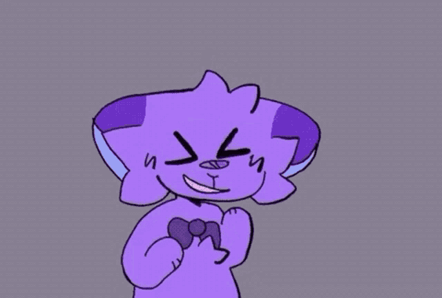 a cartoon drawing of a purple dog wearing a bow tie and the number 3