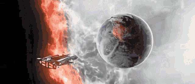 a computer generated image of a space ship flying towards the earth